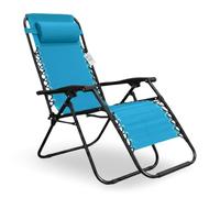 Sicignano Chaise longue pliante réglable de jardin en acier peint et textile avec appuie-tête 65 x 63 x 110 h cm (4, Turquoise)