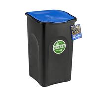 Sicignano Ecogreen Poubelle de tri sélectif avec couvercle coloré 50 l pour intérieur et extérieur Bleu 37 x 37 x 56 h cm