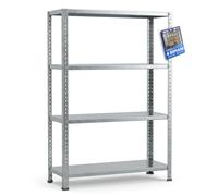 Sicignano Étagère en métal galvanisé 4 étagères 75 x 30 x 145 cm 160 kg | Système modulaire 2 en 1 40 kg pour étagère, antirouille et anti-moisissure, kit de montage, garage et cave