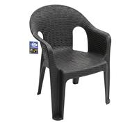 Sicignano Fauteuil Giorgia effet rotin noir - Chaise de jardin avec accoudoirs en polypropylène recyclé - Fauteuil empilable pour extérieur et intérieur, portée 120 kg, design moderne (4)
