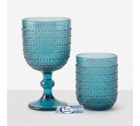 Sicignano Gioia Lot de 18 verres et verres en verre coloré en pâtes bleues