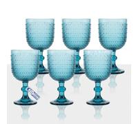 Sicignano Gioia Lot de 6 verres en verre coloré en pâte, 350 ml, bleu clair