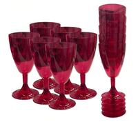 Sicignano Lot de 12 verres flottants 20 cl en plastique rouge, transparent, empilables, lavables au lave-vaisselle - Design élégant, peu encombrant, réutilisables, parfaits pour les fêtes dîners