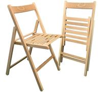 Sicignano | Lot de 2 Chaises Pliantes Classiques en Bois de Hêtre Naturel 43x49x79 cm - Compactes et Faciles à Transporter, Idéales pour Camping, Jardin, Plage, Terrasse, Balcon, Fabriqué en Italie