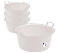 Sicignano | Lot de 4 bassins ronds en polyéthylène - Adapté au contact alimentaire - Multi-usages pour cuisine buanderie jardinage nettoyage domestique - résistant et léger, (neutre, Ø 45 x 22 cm)