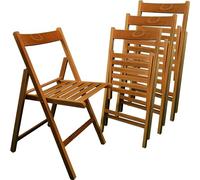 Sicignano Lot de 4 chaises pliantes classiques pliables compactes en bois de hêtre noyer 43 x 49 x 79 (H) cm - Confortables et faciles à transporter, pour camping, jardin, plage, terrasse, balcon