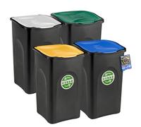 Sicignano - Lot de 4 poubelles Ecogreen 50 l - Collection différenciée avec couvercle coloré - 37 x 37 x 56 cm - Pour intérieur extérieur