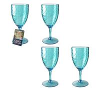 Sicignano Lot de 4 verres en acrylique incassable, effet martelé, 430 ml, Ø 9 cm x h 19 cm (Bleu clair)