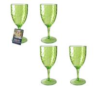 Sicignano Lot de 4 verres en acrylique incassable, effet martelé, 430 ml, Ø 9 cm x h 19 cm (vert)