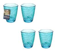 Sicignano Lot de 4 verres Tumbler en acrylique martelé incassable, 400 ml, Ø9 x 11 cm (Bleu clair)