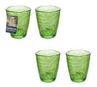 Sicignano Lot de 4 verres Tumbler en acrylique martelé incassable, 400 ml, Ø9 x 11 cm (vert citron vert)