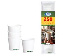 Sicignano Lot de 50 verres jetables en papier pour boissons chaudes blanches (250, 75 ml)