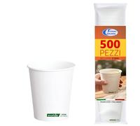 Sicignano Lot de 50 verres jetables en papier pour boissons chaudes blanches (500, 210 ml)