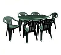 Sicignano - Lot de 6 fauteuils Ratak avec table rectangulaire ovale Cayman complet vert - polypropylène empilable avec accoudoirs facile à installer, mobilier intérieur extérieur jardin fabriqué en