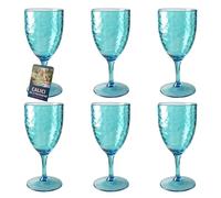 Sicignano Lot de 6 verres en acrylique incassable, effet martelé, 430 ml, Ø 9 cm x h 19 cm (Bleu clair)