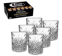 Sicignano Lot de 6 verres en verre 33 cl - Design géométrique à relief | Idéal pour Gin & Tonic, Cocktail et eau | Verre résistant, brillance cristalline, passe au lave-vaisselle