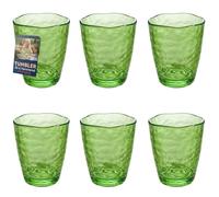 Sicignano Lot de 6 verres Tumbler en acrylique martelé incassable, 400 ml, Ø9 x 11 cm (vert citron vert)