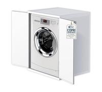 Sicignano Meuble pour machine à laver en résine avec 2 portes, protection universelle pour intérieur et extérieur, meuble à linge résistant à la pluie et aux UV, gris, 68,5 x 64 x 88 h cm