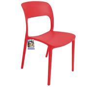 Sicignano Noemi Lot de 20 chaises en polypropylène sans accoudoirs pour jardin, extérieur et intérieur, légères, imperméables et faciles à nettoyer (rouge)