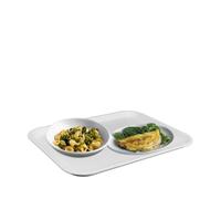 Sicignano | Plateau cantine idéal pour cantines d'entreprise écoles hôpitales, polypropylène alimentaire blanc 45,6 x 35,6 cm 500 g empilable, fabriqué en Italie, capacité 2 assiettes 1 verre