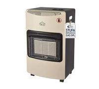 Sicignano - Poêle à gaz portable infrarouge avec roues - puissance réglable 1,55 à 4,2 kW, allumage piézoélectrique, pour bouteille 15 kg, sécurité ODS et anti-basculement, couleur crème