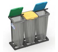 Sicignano Porte-savon pour collecte différenciée recommandés sacs de 80 - 110 l, structure modulaire en résine, intérieur/extérieur (3 places)