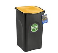 Sicignano Poubelle Ecogreen 50L avec couvercle coloré 37 x 37 x 56 h pour intérieur extérieur (jaune)