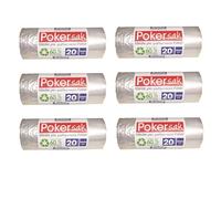 SICIGNANO Sacs Poubelle Poker 6 Pièces, 20L, Transparent, Résistant, Tri Sélectif