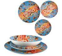 Sicignano Service pour 6 personnes en porcelaine Style Kintsugi Japonais Set de 18 pièces Lavables au lave-vaisselle et au micro-ondes
