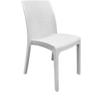 Sicignano | Set de table Dallas 80 x 80 cm + chaises empilables Virginia, polypropylène, effet rotin, usage intérieur/extérieur - mobilier de jardin, bar, restaurants Bistrot (blanc, 1 chaise)