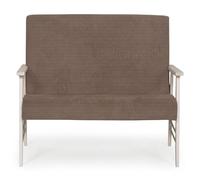 Sicignano Set Ortigia Canapé 2 places, 2 fauteuils et table basse, 4 places, structure en bois, fabriqué en Italie, bleu/beige (blanc/beige, canapé)