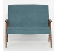 Sicignano Set Ortigia Canapé 2 places, 2 fauteuils et table basse, 4 places, structure en bois, fabriqué en Italie, bleu/beige (tabac/bleu, canapé)
