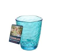 Sicignano Verre Tumbler en acrylique martelé incassable, 400 ml, Ø9 x 11 cm (Bleu clair)