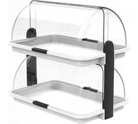 Sicignano Vitrine d'exposition double pour comptoir, blanc, 38 x 26 x 35,5 h cm | Présentoir neutre pour bars, restaurants, buffets, petit déjeuner, dîner, 2 étages