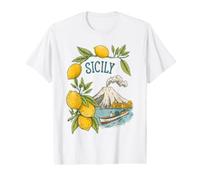 Sicile Citron Volcan Scenic Art Italian Sicilia T-Shirt Graphique avec Valeur