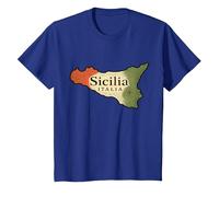 Sicile Italie Carte Trinacria Drapeau Vintage Sicilien T-Shirt, Enfant, Bleu Royal, 4 Ans