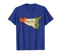 Sicile Italie Carte Trinacria Drapeau Vintage Sicilien T-Shirt, Homme, Bleu Royal, L