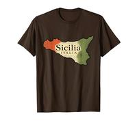 Sicile Italie Carte Trinacria Drapeau Vintage Sicilien T-Shirt, Homme, Marron, 3XL