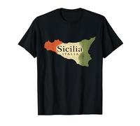 Sicile Italie Carte Trinacria Drapeau Vintage Sicilien T-Shirt, Homme, Noir, 5XL