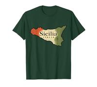 Sicile Italie Carte Trinacria Drapeau Vintage Sicilien T-Shirt, Homme, Vert Forêt, XXL