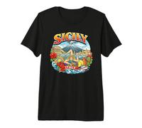 Sicile Italie Trinacria Symbole île Italienne Souvenir de Voyage T-Shirt Haut de Gamme