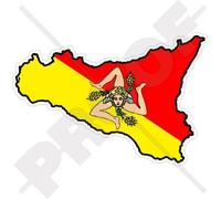 SICILE Sicilien Carte-Drapeau Italie, 110mm Vinyl Sticker, Autocollant
