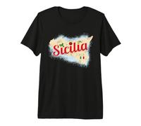 Sicile Souvenir d'île Vintage d'Italie avec Drapeau T-Shirt Haut de Gamme