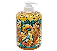 Sicilia Bedda - Porte-savon liquide en céramique de football - peint entièrement à la main - Hauteur 15 cm (cochon vert)