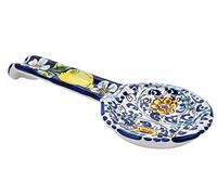 Sicilia Bedda - Repose-cuillère en céramique de Caltagirone - Différents motifs - Produit authentique peint à la main (manche citrons)