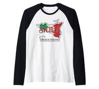 Sicilia Orgoglio Siciliano Carte Drapeau Italie Sicile Graphique Manche Raglan