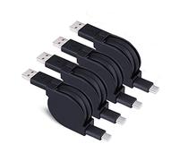 Sicodo Lot de 3 câbles micro rétractables haute vitesse USB 2.0 A mâle vers micro B pour synchronisation et chargement Compatible avec Android, Samsung Galaxy S9 Edge, S6 Edge, HTC, LG V30, Sony, PS4, Nokia et plus encore. 4Pack usb c cable-Black