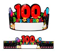 SICOHOME Lot de 24 couronnes en papier pour 100e jour d'école - 36,8 x 10,2 cm - 100 jours de l'école - Pour enfants - Décorations pour le 100e jour de l'école - Fournitures pour enseignants