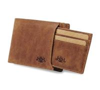 SID & VAIN EastWest Jacob EastWest Portefeuille pratiquement plat avec protection RFID en cuir véritable - Portefeuille Jacob EastWest - Portefeuille pour homme avec sac à main en cuir - Beige - Fait