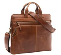SID & VAIN Sac Ordinateur Portable Cuir véritable 14 Pouces Carson Mallette Professionnelle bandoulière Grand pour Hommes et Femmes Serviette de Travail élégant Marron